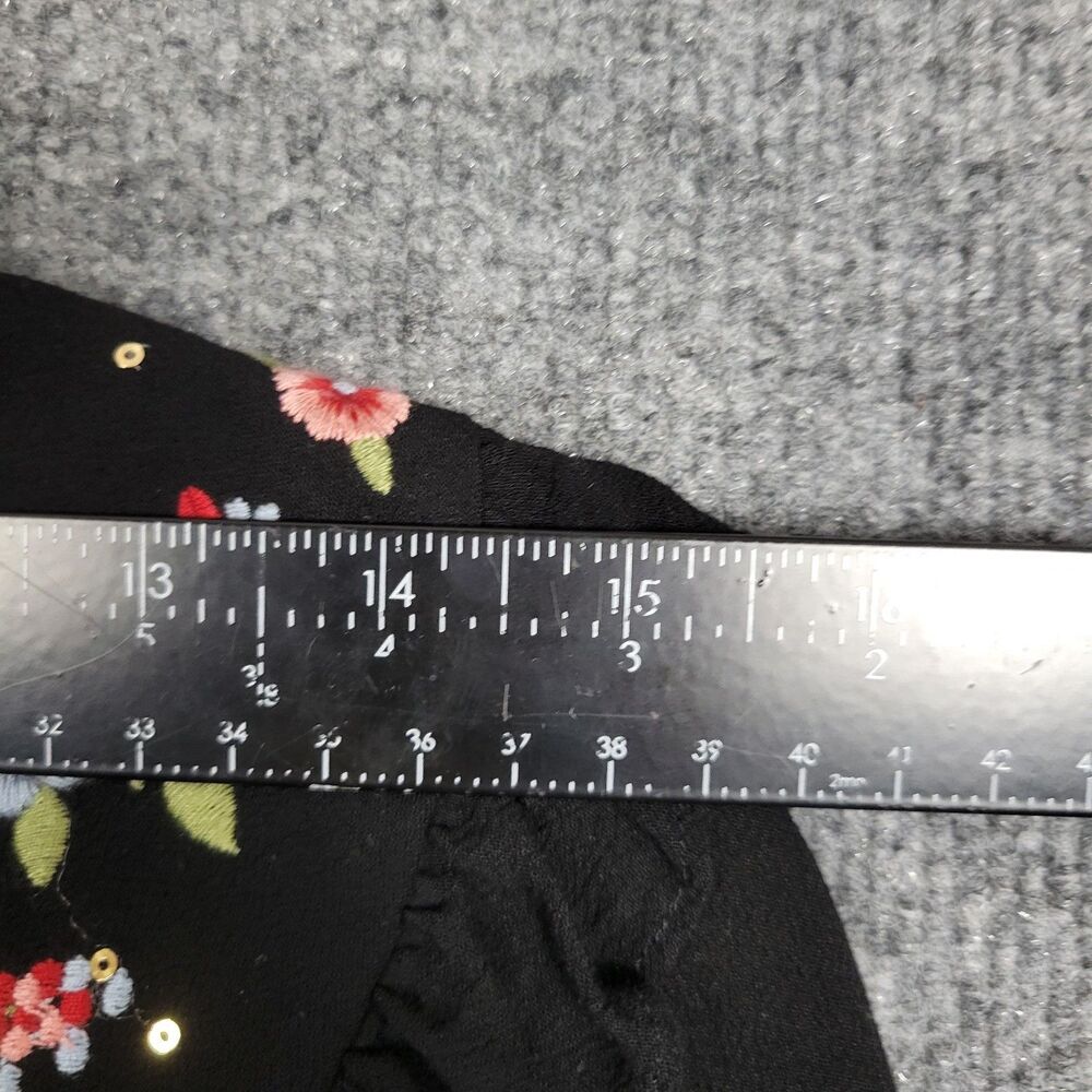 SAVANNA JANE Black Floral Embroidery Peter Pan Collar Top Twee Modest SIZE SMALL - Picture 12 of 14
